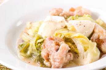 新キャベツの蒸し焼き