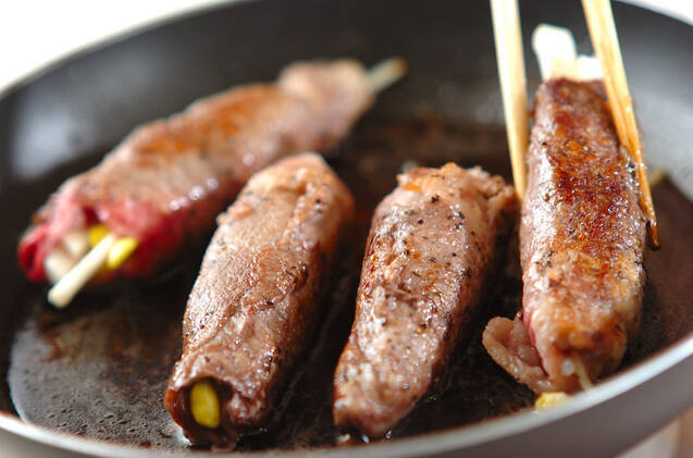 モヤシと大和芋の牛肉巻き黒酢あんの作り方の手順4