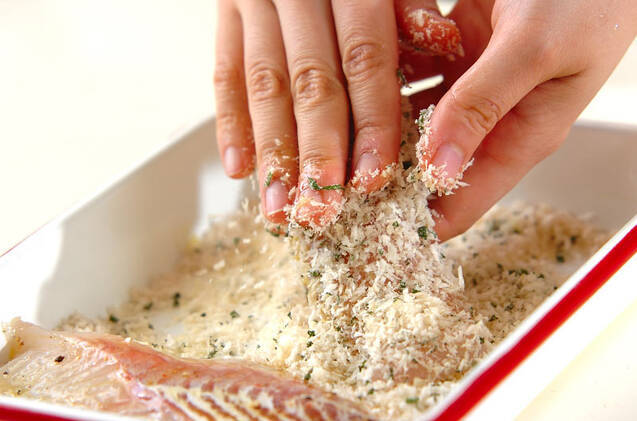 白身魚のミントパン粉焼きの作り方の手順2