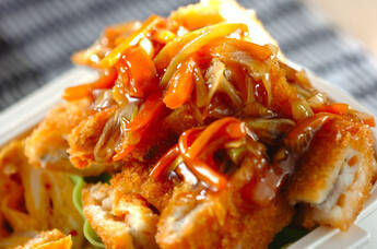 白身魚のフライ甘酢あん