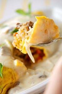 牛肉とキノコのオムライス