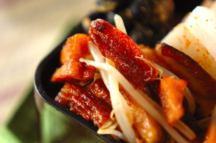 平天とモヤシの炒め物