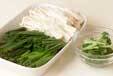 ニラとエノキのお浸しの下準備1