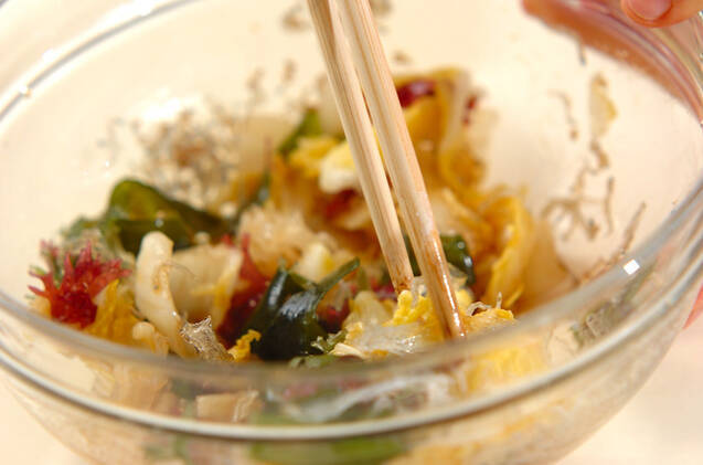 海藻と白菜のサラダの作り方の手順4