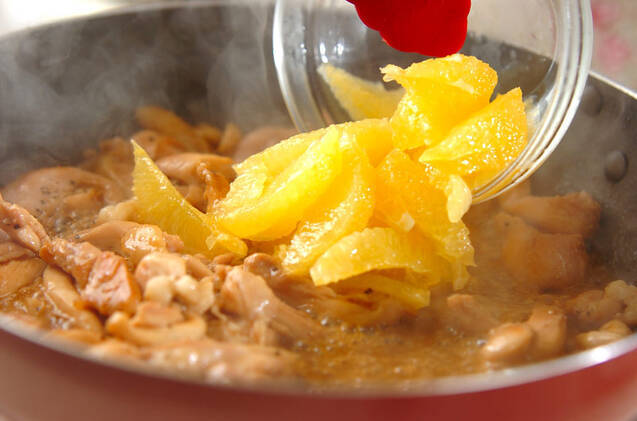 鶏肉とオレンジのパスタの作り方の手順6