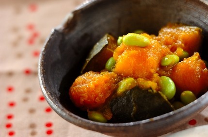 カボチャと枝豆の煮もの