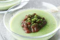 抹茶牛乳ゼリーあずき添