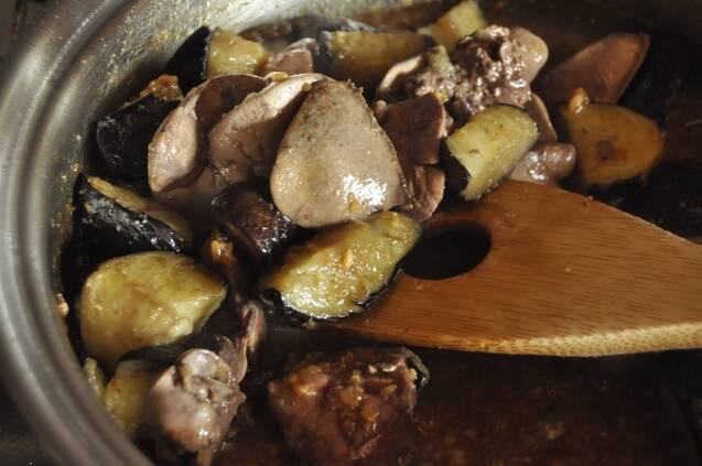 レバーとナスのみそ炒めの作り方の手順6