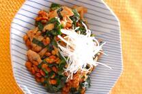 納豆・豚ニラ炒め