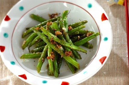 サヤインゲンのガーリックソテー