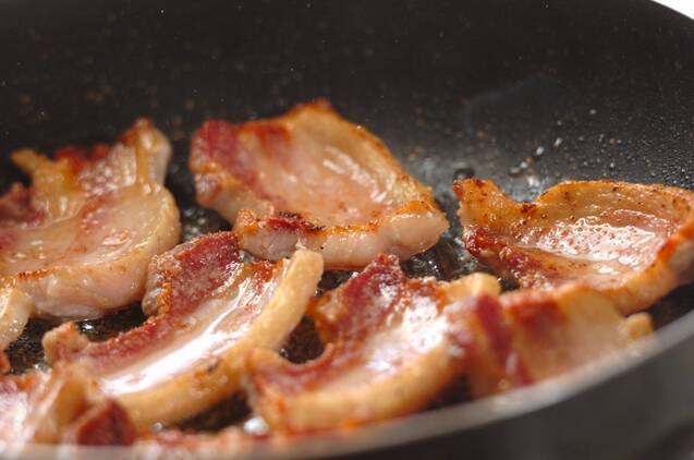豚バラ肉のソテー 梅オイスターソースの作り方の手順2
