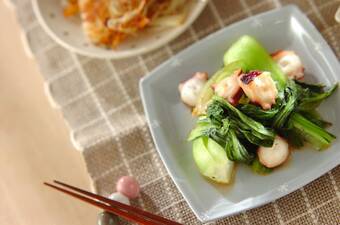 チンゲンサイとタコのペッパー炒め