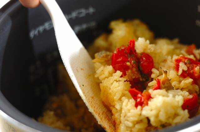 エビとアサリのピラフの作り方の手順8