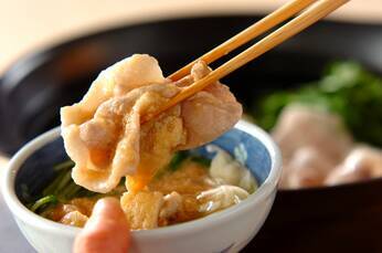 豚肉と水菜のトロロポン酢鍋