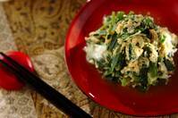 ニラとシラスの卵とじ