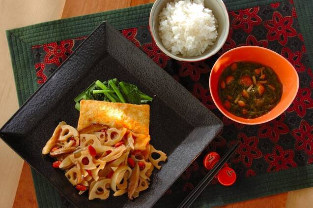 豆腐ステーキシャキシャキ野菜あんかけの献立