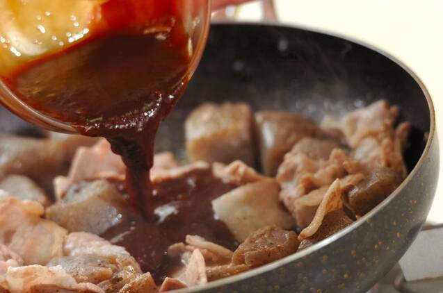 豚バラみそコンニャクの作り方の手順4