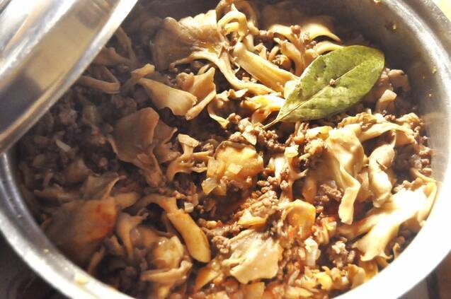 マイタケのミートソーススパゲティーの作り方の手順5