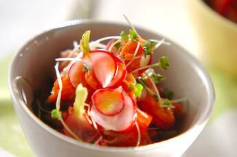 ラディッシュのピクルスとサーモンの和え物