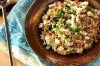 納豆と香菜の炒飯