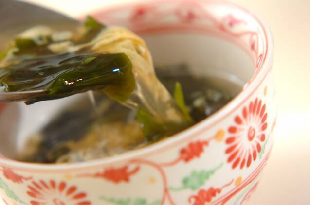 麩とワカメのかきたま汁の作り方の手順5