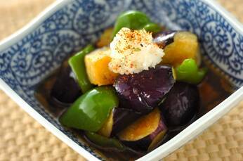 基本！茄子の揚げ浸し ピーマンも添えて