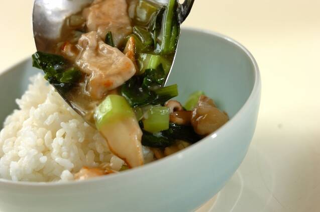 小松菜とホタテの中華風あんかけご飯の作り方の手順7
