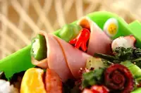 ハムとオクラのクルクル