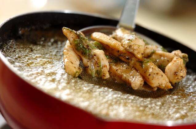 大葉とゆかりのさっぱりスティック唐揚げの作り方の手順6