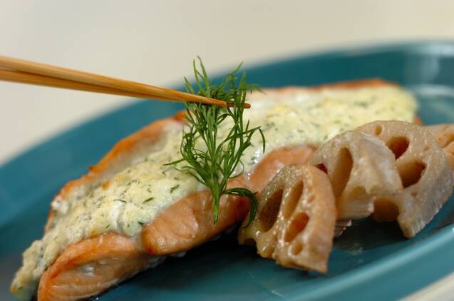 鮭のチーズソースはさみ焼きの作り方の手順6