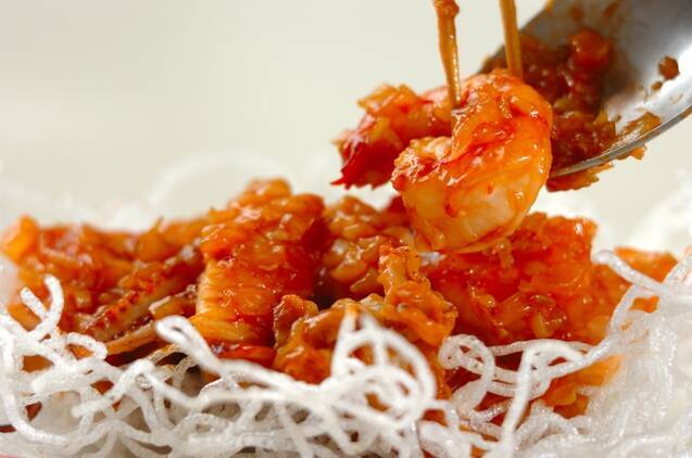 エビイカホタテの海鮮チリ炒めの作り方の手順7