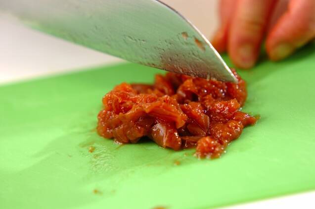 アジの梅なめろう丼の作り方の手順1