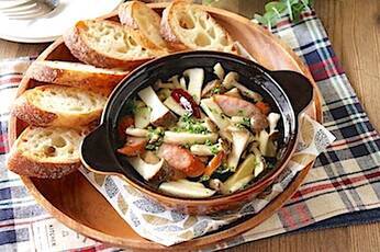 きのことウインナーのアヒージョ