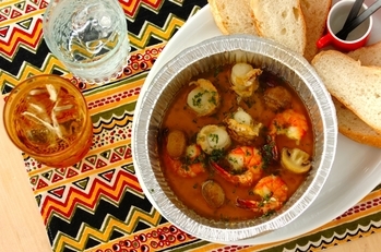 下味冷凍でエビとホタテのアヒージョ