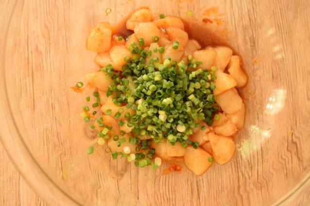 ホタテのピリ辛韓国風　焼き海苔添えの作り方の手順5