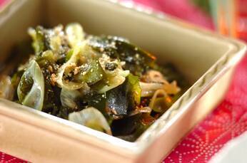 ワカメとネギの炒め煮