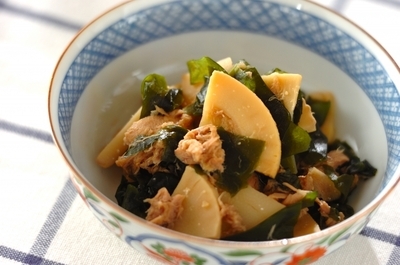 タケノコとツナとワカメの煮物 副菜 レシピ 作り方 E レシピ 料理のプロが作る簡単レシピ