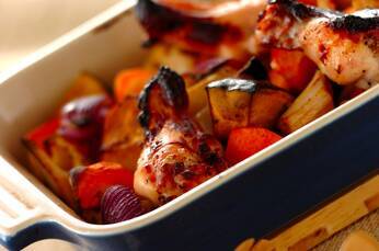 手羽元と焼き野菜のオーブン焼き