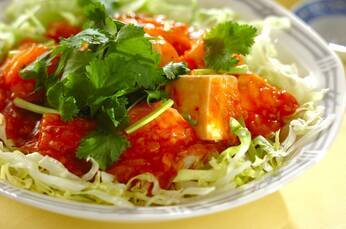 エビと豆腐のチリソース