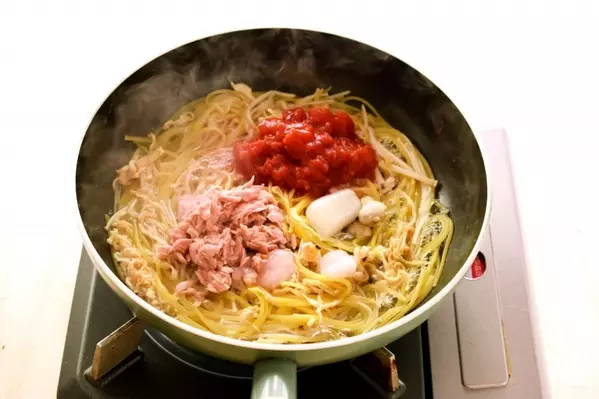 ノンオイルのヘルシーツナトマトスパゲティの作り方3