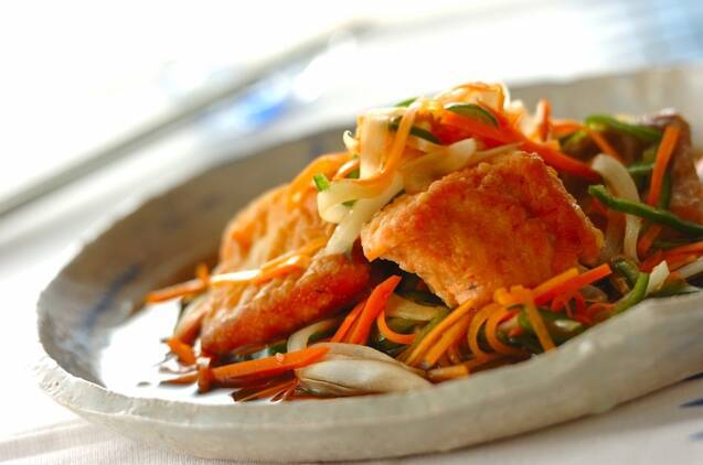 揚げない鮭の南蛮漬け