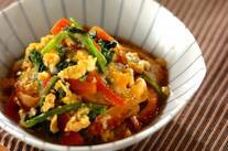 ホウレン草とちくわの卵とじ