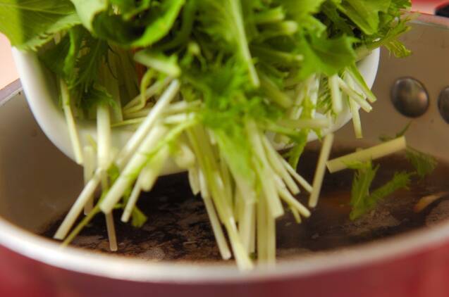 水菜と豆腐の和風スープの作り方の手順3