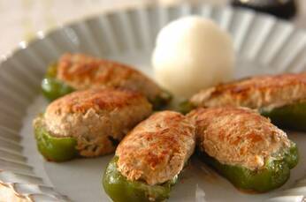 高野豆腐入りピーマンの豚肉詰め