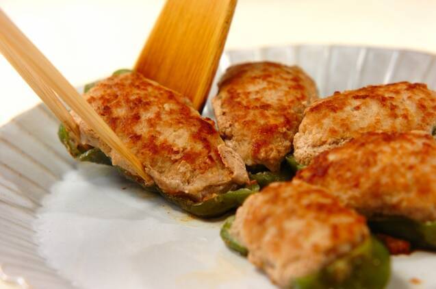 高野豆腐入りピーマンの豚肉詰めの作り方の手順4
