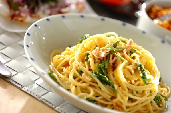 1. 生クリーム不使用クレソンカルボナーラ