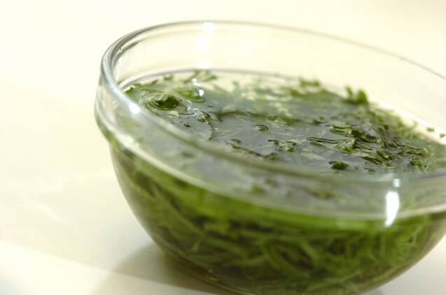 大葉とミョウガの和風パスタの作り方の手順1