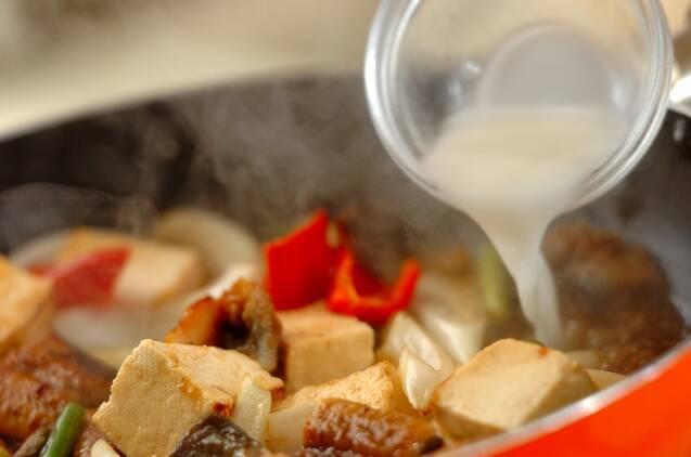 ウナギと豆腐の甘辛炒め煮の作り方の手順9