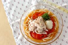 さっぱり！トマトと冷しゃぶのうどん