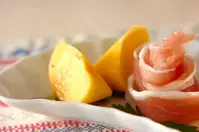 柿と生ハムの前菜